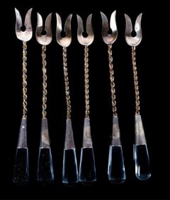 TAXCO STERLING SILVER PICKLE/OLIVE FORK SET OF 6
