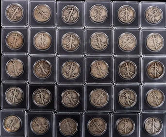 ASSORTED WALKING LIBERTY HALF DOLLARS - (30)
