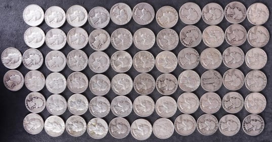 ASSORTED 90% SILVER WASHINGTON QUARTERS - (68)
