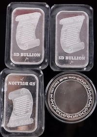 ASSORTED FINE SILVER BULLION ROUNDS & BARS - (4)
