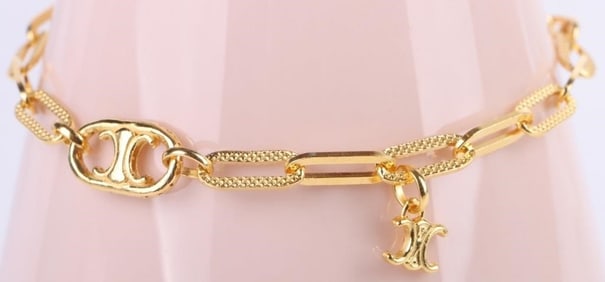 24K YELLOW GOLD UNISEX LINK CHAIN BRACELET