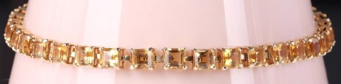 14K YELLOW GOLD LADIES BRACELET W/ CITRINE GEMS