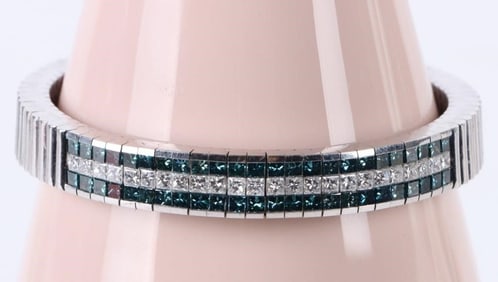 2.4CTW NATURAL BLUE & WHITE 14K DIAMOND BRACELET