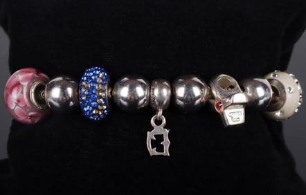 STERLING SILVER LADIES CHARM BRACELET