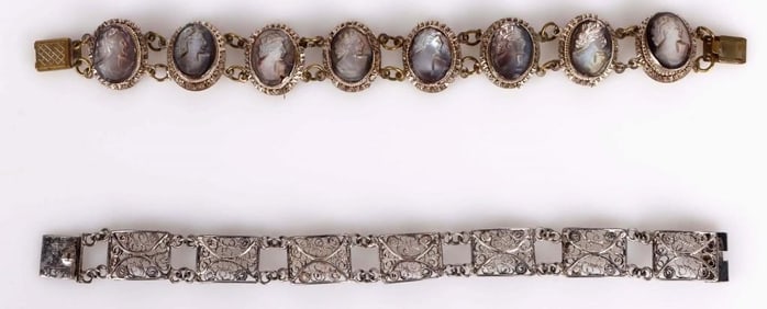 ANTIQUE VICTORIAN-STYLE STERLING CAMEO BRACELETS