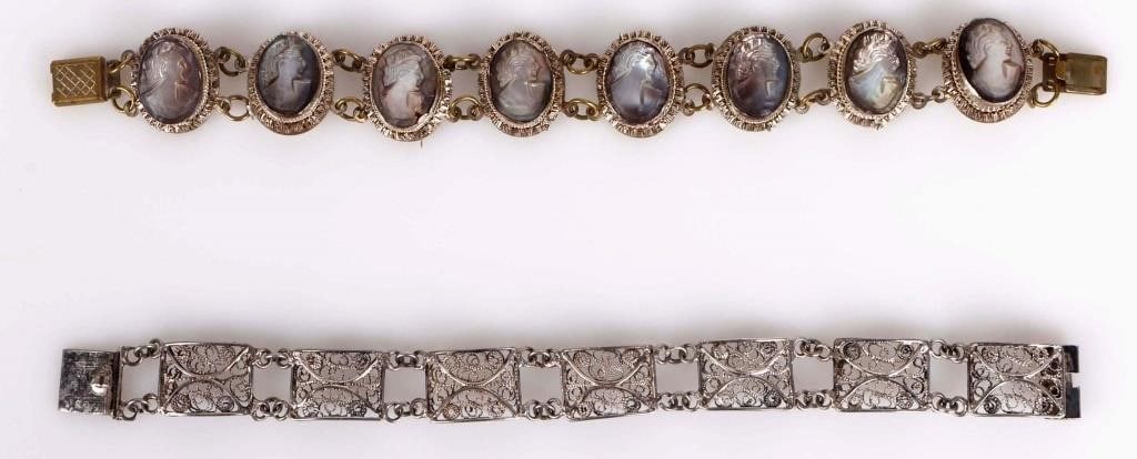 ANTIQUE VICTORIAN-STYLE STERLING CAMEO BRACELETS (1 of 7)