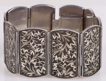 ANTIQUE ORNATE ENGRAVED STERLING SILVER BRACELET
