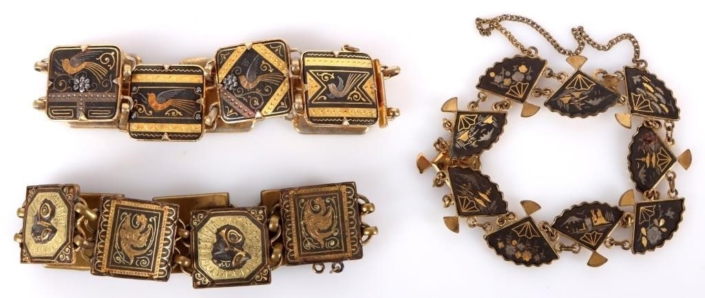 ASIAN STYLE CLOISONNE LADIES GOLD TONE BRACELETS (1 of 4)