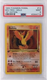 1999 POKEMON FOSSIL MOLTRES HOLO 1ST ED. #12 PSA 9