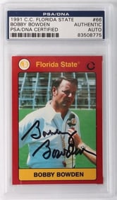 SIGNED BOBBY BOWDEN COLLEGIATE COLLECTION CARD '91