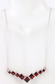 GARNET STERLING SILVER LADIES NECKLACE
