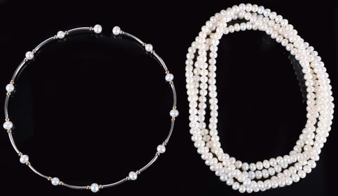 GENUINE PEARL LADIES NECKLACES LOT OF TWO