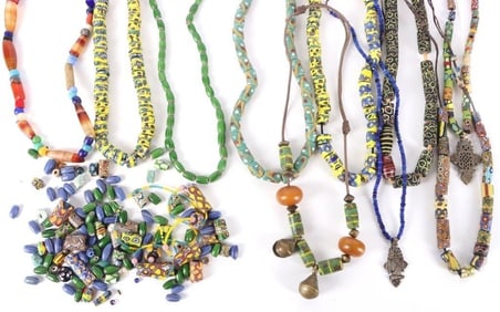 ASSORTED DECORATIVE AFRICAN TRADE BEADS - (10)