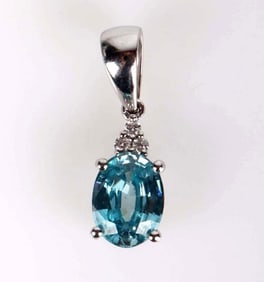 14K WHITE GOLD SAPPHIRE TOPAZ PENDANT