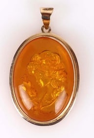 14K YELLOW GOLD LADIES PENDANT W/ CAMEO