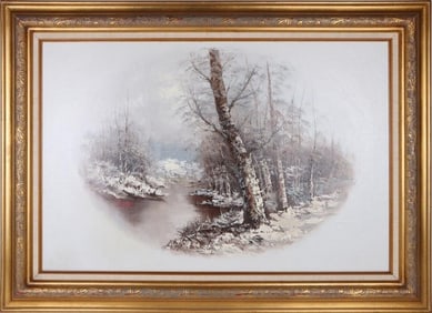 BOB ROSS WINTER SCENE PAINTING IN THE MANNER OF