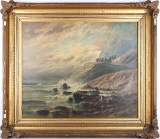 C. P. WEBER COAST LANDSCAPE OIL ON CANVAS FRAMED