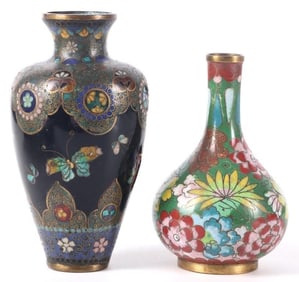 CHINESE CLOISONNE MINI VASES SET OF 2