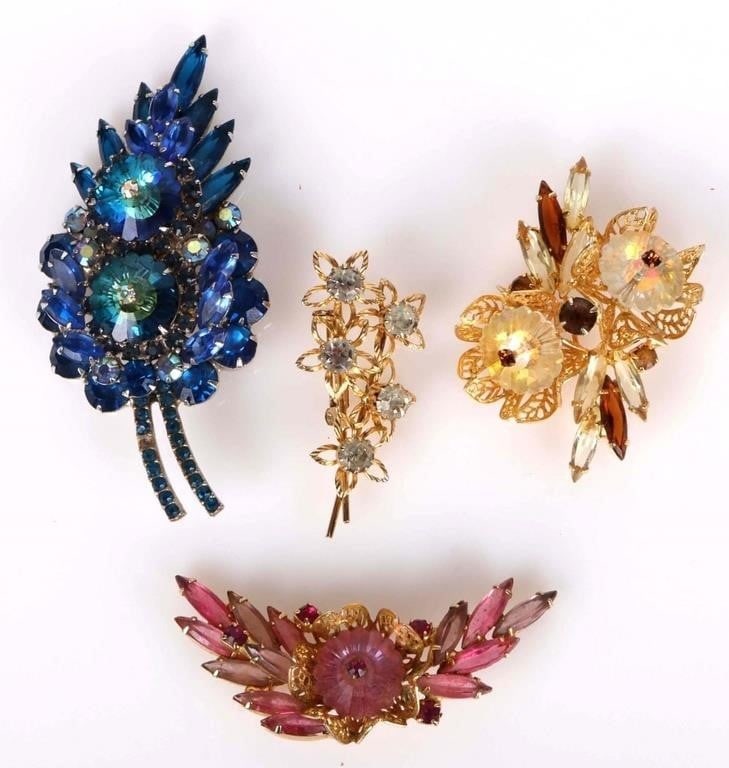 LOT OF VINTAGE JULIANA LADIES BROOCHES (4) (1 of 5)
