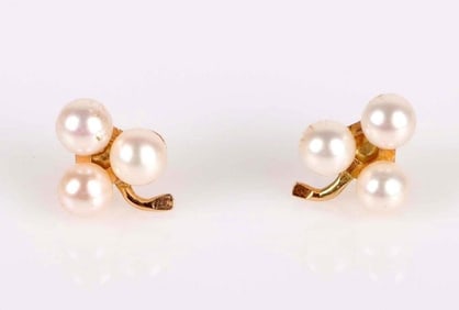 5.0-5.2MM WHITE PEARL 14K YELLOW GOLD EARRINGS