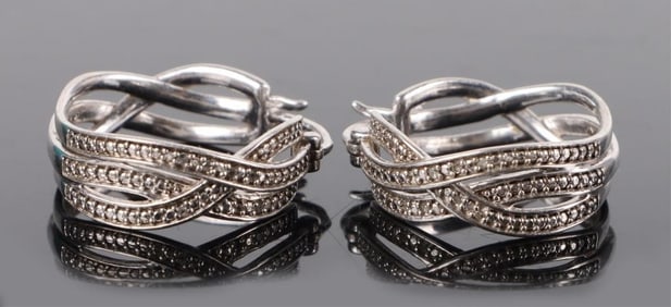 DIAMOND & STERLING SILVER LADIES INFINITY EARRINGS
