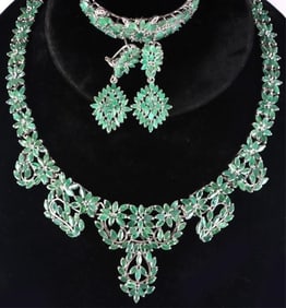~67.25CTW EMERALD STERLING SILVER MATCHING SET