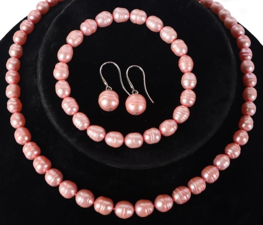 PINK BAROQUE PEARL STERLING MATCHING SET (1 of 5)