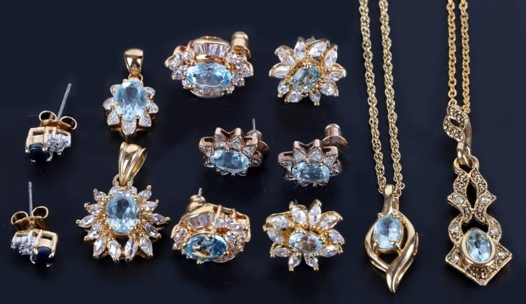 LOT OF GOLD-TONED LADIES JEWELRY W/ TOPAZ (8) (1 of 6)