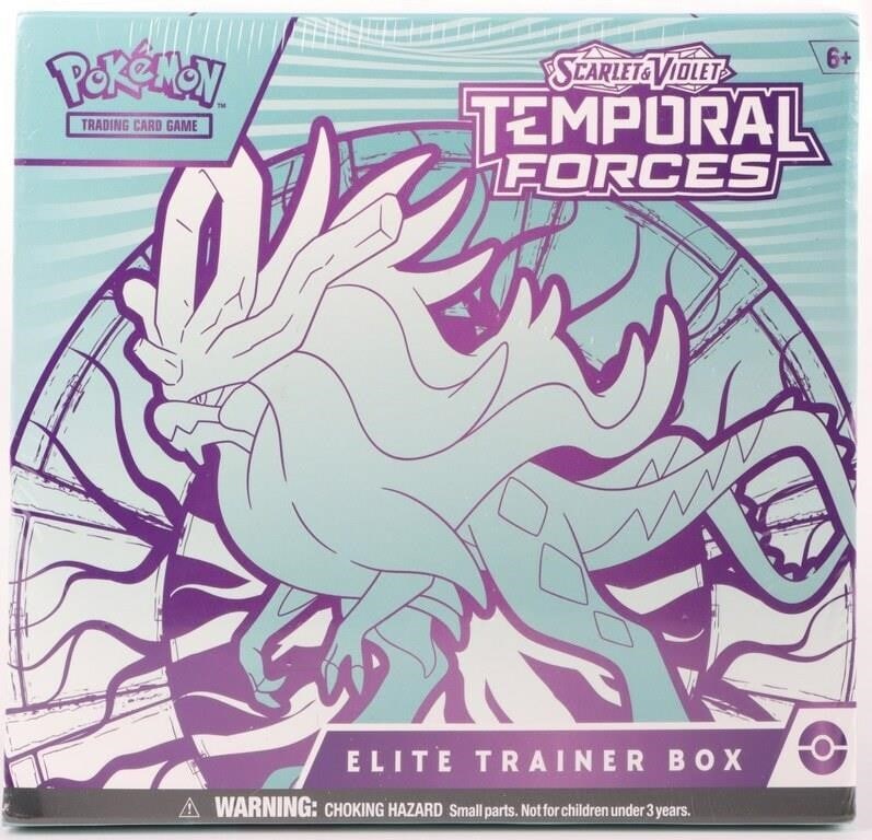 FACTORY SEALED POKEMON TEMPORAL FORCES ELITE BOX: Factory sealed Pokemon TCG Scarlet and Violet Temporal Forces Elite Trainer Box. Condition: Factory sealed Non-sports cards Weight: Pokemon