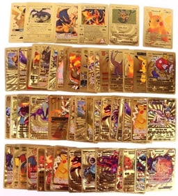 POKEMON GOLD FOIL TRADING CARDS LOT OF 56