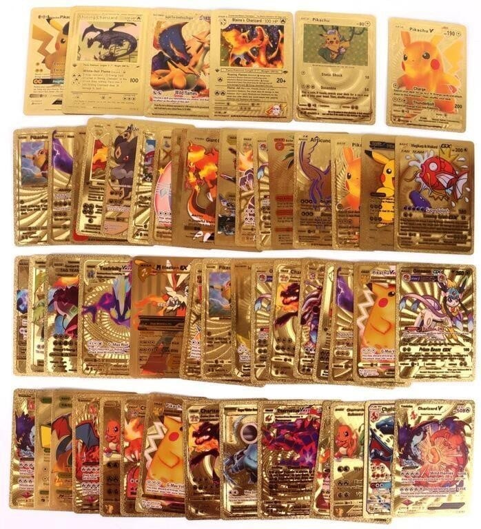 POKEMON GOLD FOIL TRADING CARDS LOT OF 56 (1 of 8)