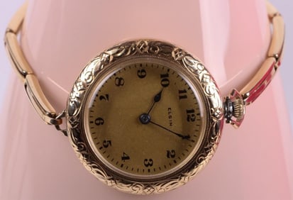 ANTIQUE 14K YELLOW GOLD ELGIN LADIES WRISTWATCH