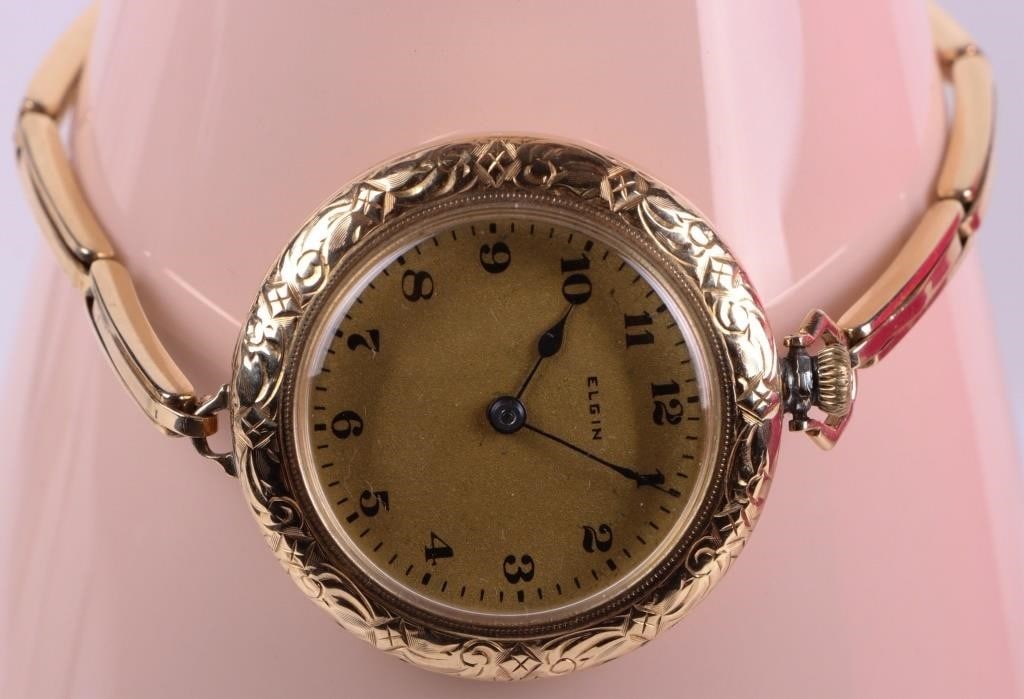 ANTIQUE 14K YELLOW GOLD ELGIN LADIES WRISTWATCH (1 of 3)