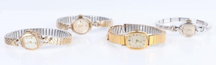 DAINTY SILVER & GOLD TONE LADIES WRISTWATCHES (4)