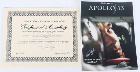 SIGNED APOLLO 13 MOVIE POSTER HANKS PAXTON BACON