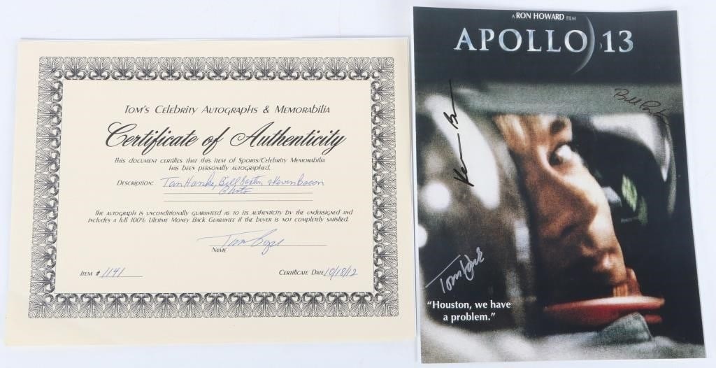 SIGNED APOLLO 13 MOVIE POSTER HANKS PAXTON BACON (1 of 3)