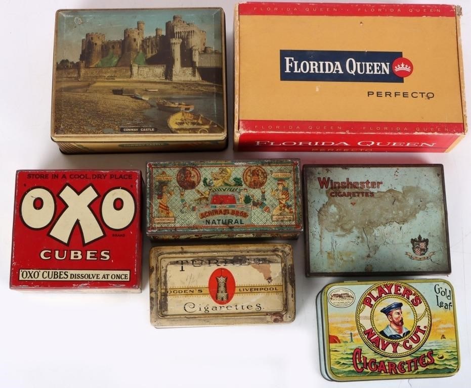 ANTIQUE CIGARETTE, CANDY, & BOUILLON CUBE TINS (7) (1 of 5)