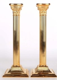 WA ITALY 24K GOLD-PLATED CORINTHIAN CANDLE HOLDER