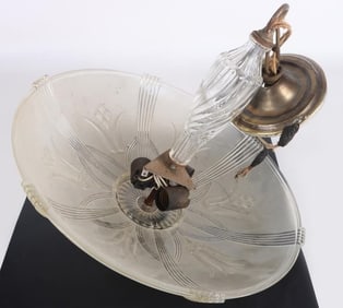 VINTAGE ART DECO CEILING LIGHT GLASS FIXTURE