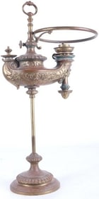 WILD & WESSEL HARVARD STUDENT OIL LAMP ANTIQUE