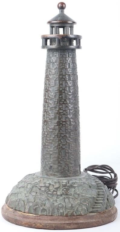 MID 20TH C. BRONZE LIGHTHOUSE TABLE LAMP (1 of 6)