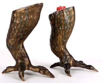 CLAWED CHICKEN FOOT BRASS CANDLESTICK