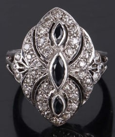 DIAMOND & SAPPHIRE STERLING SILVER LADIES RING