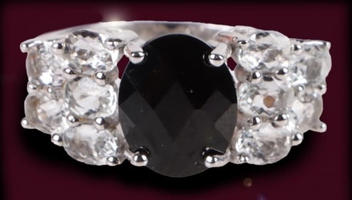2.0CT GARNET & TOPAZ STERLING SILVER LADIES RING