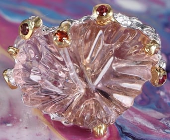 32CT AMETRINE LEAF STERLING SILVER COCKTAIL RING