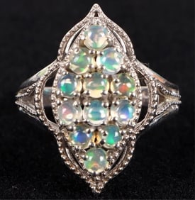 ORNATE OPAL STERLING SILVER LADIES RING