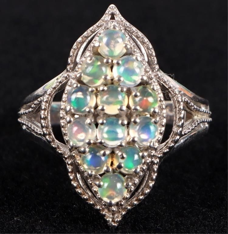ORNATE OPAL STERLING SILVER LADIES RING (1 of 3)