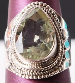 10X14MM LIGHT GREEN TOURMALINE STERLING RING