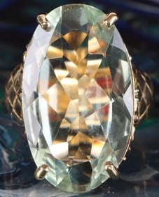 24X15MM OVAL AQUA VERMEIL GEMSTONE LADIES RING