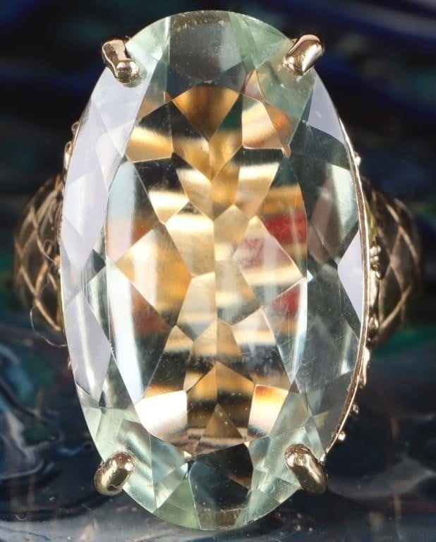 24X15MM OVAL AQUA VERMEIL GEMSTONE LADIES RING (1 of 4)